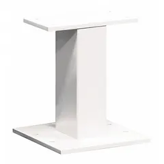 This white powder-coated aluminum pedestal is designed for bolt-mounted installation with a Cluster Box Unit. It measures 16 1/2 inches high by 12 inches wide by 12 inches deep. Mounting hardware is not included. Suitable for supporting centralized mail delivery in multi-tenant settings.