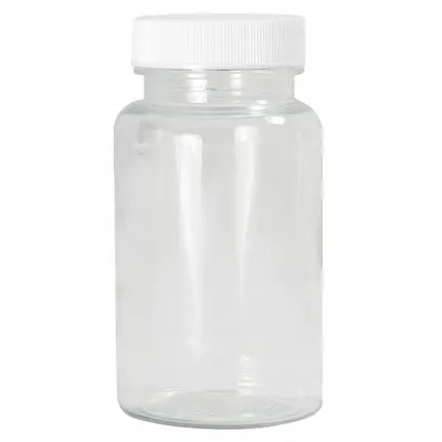 QORPAK Wide Mouth Bottle: PET, 120 mL, 4 fl oz, Closure Included, Colorless, 38-400 - PET Wide Mouth Round Lab Bottles