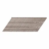 Galvanized steel collated nails, 15 gauge, 2 inches long, with D head and chisel point. Pack of 4000. Used for trim, finishing, and brad nailing in wood and composite materials