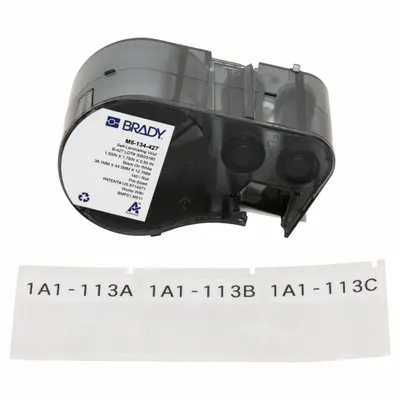 BRADY Wraparound Label: 1 1/2 in x 1 3/4 in, Vinyl, White (Matte) - Brady Precut Label Roll Cartridges