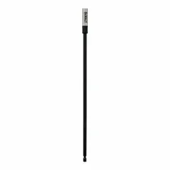 This bit holder accepts 1/4 in hex shank screwdriver bits and is impact rated for use with impact drivers and power drills. The magnetic tip holds bits securely during fastening and assembly tasks. Suitable for construction, woodworking, and general maintenance applications.