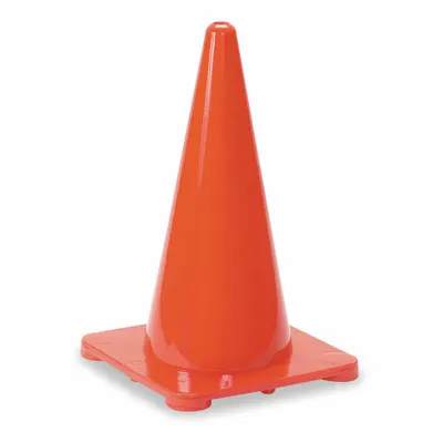 OEM Traffic Cone: 18 in Cone Ht, Red, Non-Reflective, Polyethylene, Blank - Traffic Cones for Non-Roadway Use