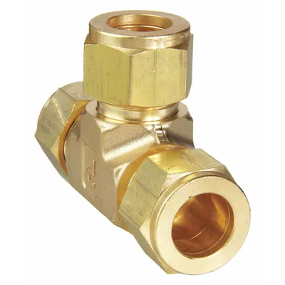 PARKER Single-Ferrule Brass Compression Tee Fitting - Single-Ferrule Brass Compression Fittings