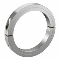 This 2-piece, round, clamp-on shaft collar features a recessed-screw design for a flush profile. Made from 303 stainless steel, it provides corrosion resistance. With a 5 1/4 in bore diameter, it is used to secure components on shafts in industrial machinery such as conveyors and packaging equipment