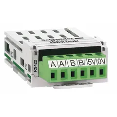 Speed monitoring card designed as a VFD accessory for the SCHNEIDER ATV32 series. This encoder interface module provides speed feedback monitoring, enabling closed-loop speed control in applications such as conveyors, pumps, and fans.