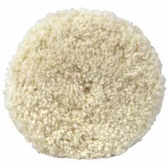 This white, heavy-nap wool pad with a 9-inch outside diameter and unthreaded center hole is designed for use with polishers. It removes finishing abrasive sand scratches and other paint surface defects from painted surfaces. The double-sided pad provides extended use in automotive refinishing and industrial paint repair.