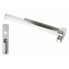 This VON DUPRIN mortise exit device features a touchbar style for push-pad operation and a thumbpiece pull outside trim. Designed for doors up to 4 ft wide, it is ADA compliant and finished in chrome. Suitable for commercial egress applications requiring code-compliant panic hardware.