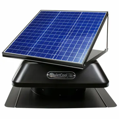 QUIETCOOL Attic Exhaust Fan: Roof Mount, Solar, Max. 1,900 sq ft Attic, 791 cfm Max. - Roof-Mount Attic Exhaust Fans