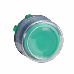 Momentary-action flush push-button operator from the XB5 series. Features a green non-metallic actuator with 22 mm mounting. Suitable for use in industrial control panels as a start or reset interface.