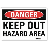 Danger Sign: Reflective Sheeting, Adhesive Sign Mounting, 7 in x 10 in Nominal Sign Size, Danger (MPN U3-1724-RD_10X7)