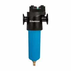 This coalescing filter removes oil aerosols and particulates from compressed air systems. It features 3/4 in NPT connections, a flow capacity of 103 scfm, and a maximum operating pressure of 150 psi. Suitable for applications requiring clean, oil-free air such as pneumatic controls and instrumentation.