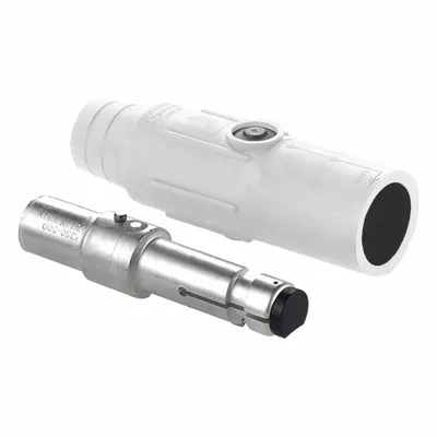 LEVITON Single Pole Inline: Male, White, 600V AC/600V DC, 600 A, Crimp Tube Termination - Plugs with Crimp Tube Terminations