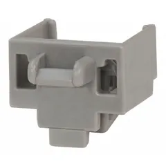 Gray plastic blockout device for RJ45 jacks, sold in a 100-pack. Used to physically block unused network ports to prevent unauthorized access. Suitable for data centers, offices, and industrial environments.