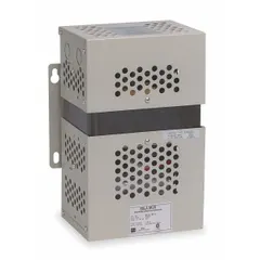 Single-phase panel-mount power conditioner with 3 kVA apparent power rating and 3000 W output. Hardwired unit accepts 110 to 415V AC input and delivers 110 to 240V AC output at up to 25 A. Used to regulate and condition AC power for sensitive equipment in industrial environments.