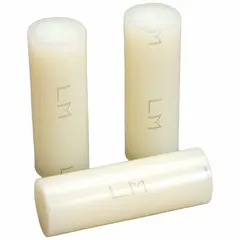 3M 3762 hot melt adhesive is supplied as smooth sticks, 1 inch in diameter and 3 inches in length, in a 242-pack weighing 22 lb. It bonds foam and secondary plastics, with a melting temperature of 130°F. Complies with FDA 21 CFR 175.105 for packaging applications. Used in shipping box assembly and general packaging.