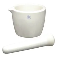 Mortar and Pestle: Porcelain, 70 mm Mortar Ht - Metric, 150 mL Capacity, 135 mm Pestle Lg (MPN JMD150)