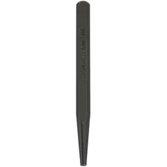 Steel pin loosening punch with a 3/8 in hexagon shank, 1 1/2 in taper length, and 5 in overall length. Used to drive out stuck pins, dowels, and rivets in metalworking and maintenance tasks.