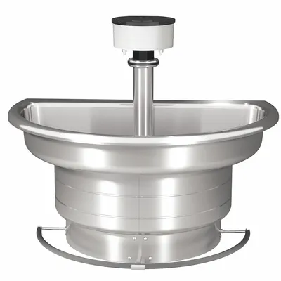BRADLEY Wash Fountain: Silver, Stainless Steel, Semi-Circular, 36 in Overall Wd - Foot-Operated Push Bar Wash Fountains