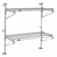 METRO Wire Wall Shelf: 48 in x 18 in, 2 Shelves, 125 lb Load Capacity per Shelf, Post, Silver (MPN SW33C-2-1848)