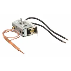 This thermostat is a replacement control component for HVACR systems, used to regulate temperature in heating, ventilation, air conditioning, and refrigeration equipment. It is suitable for commercial and industrial environments requiring consistent temperature management.