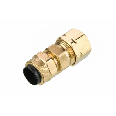 PARKER Compression Fitting Union: 3/8 in OD x 3/8 in OD Fitting Size - Creep-Resistant Self-Aligning Brass Compression Fittings