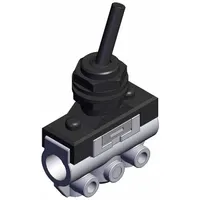 Shuttle Valve: VM100 Series, Toggle Actuator, 2 Ports, 1/8 in NPT, Side-Ported Body (MPN VM120-N01-08A)