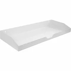 Steel tray in white finish, 35 inches long and 4 inches high, designed for organizing interiors of truck boxes. Provides a dedicated compartment to keep tools and parts tidy and accessible.