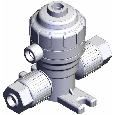 SMC Chemical Liquid Valve: 3/8 in, Air to Spring, Fail Open, PFA, 1/8 in BSPT - High-Purity Pneumatically-Actuated Diaphragm Valves