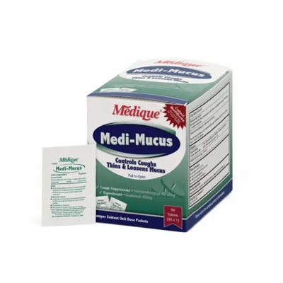 MEDIQUE Cough Suppressant/Expectorant Tablets, 50 Packets - Cough & Cold Relievers