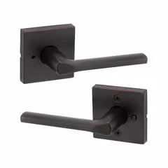 KWIKSET Door Lever Lockset: Privacy Lever Locksets, Bronze, ADA Compliant (MPN 730LSL-SQT-11P-6AL-RCS). Key specifications — Ligature Resistance: Not Ligature-Resistant; Brand: KWIKSET; Lockset Function ANSI Code: F76; Visual Indicator Message: No Message; Lockset Style: Rose; ADA Compliant: Yes; Finish: Satin Bronze-Plated, Blackened, Satin Relieved, Clear Coated : Zinc.