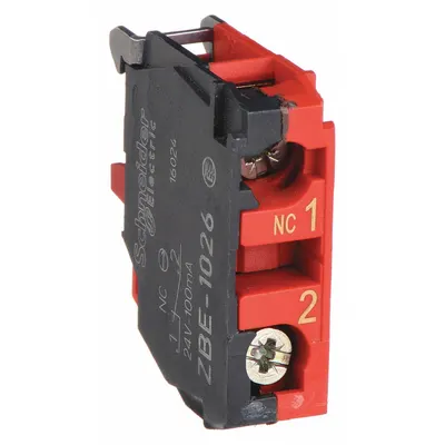 SCHNEIDER Contact Block: 22 mm Panel Mounting Size, 1NC, Momentary - Contact Blocks