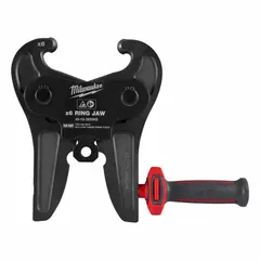 This steel ring jaw is designed for use with extended press tools to press fittings onto pipe. It accommodates copper, black iron, and stainless steel pipe in sizes 2-1/2 in to 4 in. Suitable for plumbing and piping applications requiring mechanical connections.