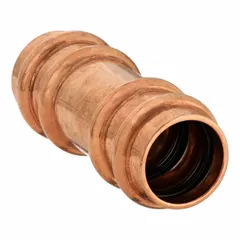 Straight coupling for joining copper or bronze tubing in refrigeration systems. Features 1/2 in CTS press-fit connections on both ends for fast, leak-free assembly without soldering. Constructed of copper or bronze.