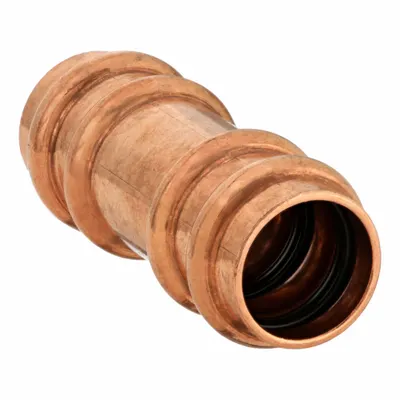 STREAMLINE Crimp Coupling Fitting: Straight, 1/2 in CTS x 1/2 in CTS size - Refrigeration Copper & Bronze Press Tube Fittings