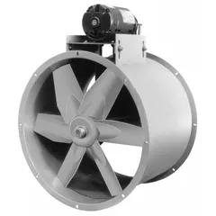 Unassembled emergency smoke belt-drive fan with drive, designed for vertical mounting. Features a 30-inch blade delivering 14,040 cfm at 0.000 in SP. Powered by a 3 hp, 3-phase, 208-230/460V AC motor with a Totally Enclosed Fan Cooled enclosure. Includes drive package; not rated for hazardous locations. Suitable for smoke exhaust in industrial and commercial buildings.