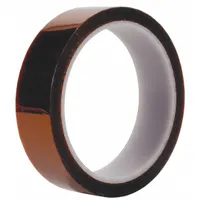 Polyimide film tape with silicone adhesive, 3/4 in width, 36 yd length, 2.2 mil thickness, brown color, supplied in a 48-pack. Suitable for high-temperature masking applications such as wave soldering and powder coating, where it withstands thermal cycling and leaves no residue