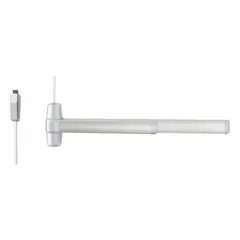 Surface vertical rod push bar with lever trim and touchbar activation, finished in gray. Designed for commercial door egress applications, providing push-pad operation for emergency exit. Not ligature-resistant.