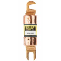 The BUSSMANN ACK-80 is a 80 A, 130 V DC time-delay bolt-on fuse from the ACK Series. It is a non-indicating general-purpose fuse designed for overcurrent protection in DC circuits. Typical applications include use as a forklift limiter in industrial material-handling equipment.