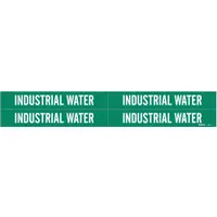 Pipe Marker: Industrial Water, Green, White, Fits 3/4 to 2 3/8 in Pipe O.D., 4 Pipe Markers (MPN 7163-4)