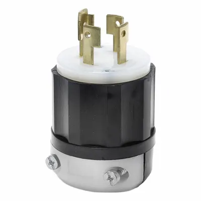 LEVITON Locking Plug: Non-NEMA, Black/White, 120/208V AC, 30 A, 4 Pole - General Purpose Plugs