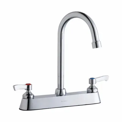 ELKAY Handle-Operated Faucet: Elkay, Brass, Centerset, Deck, 3 Mounting Holes - Centerset Kitchen Faucets