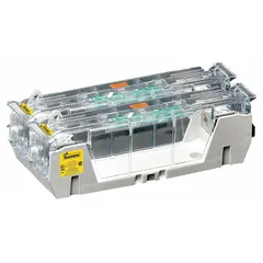 Two-pole open-block fuse block rated 600 V AC with box-lug terminals and non-indicating design. Accepts UL Class H and K fuses for overcurrent protection in industrial electrical panels, motor control centers, and distribution boards.