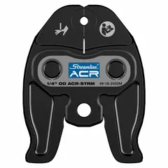 Forged steel press jaw designed for use with compact press tools. Suitable for creating press connections on 1/4 in copper pipe in air conditioning and refrigeration (ACR) systems.