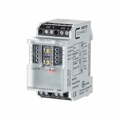 METZ CONNECT Modbus Module: C-Logline, Modbus RTU, DIN Rail Mounting, (4) Analog Out - Modules for Metz Connect Controllers