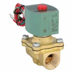 This 2-way/2-position normally closed solenoid valve is designed for on/off flow control of liquids or gases. It features a 3/4 in pipe size and operates on 220V AC. The watertight coil enclosure provides protection in moist or washdown environments.