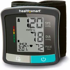 Wrist-type blood pressure monitor for adult patients. Features a black nylon cuff and a Visual BP Guide to assist with reading interpretation. Includes cuff.