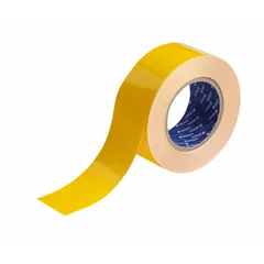 Solid yellow polyester floor marking tape with 8 mil thickness, 2 inches wide by 100 feet long. No message legend. Used for marking aisles, work zones, and safety boundaries in industrial facilities such as warehouses, factories, and workshops.