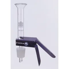 This non-sterile microfiltration assembly from KIMBLE features a 25 mm diameter and 300 mL funnel capacity, constructed from aluminum. It includes a stopper and is suitable for sample preparation, particle analysis, and fluid clarification in laboratory settings.