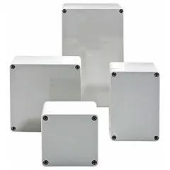 This WIEGMANN nonmetallic enclosure is constructed of polycarbonate and measures 6 in x 4 in x 5 in. It features a solid cover with a screw-on closure method and is rated NEMA 4X for corrosion resistance and watertight protection. Knockouts are not included. Typical applications include housing electrical controls, terminals, and instruments in indoor or outdoor environments requiring resistance to washdowns and corrosive conditions.
