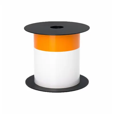 BROTHER Pre-Cut Label Stock Roll: Orange Header, 4 in, Vinyl, Orange/White - Brother Orange Header Precut Label Rolls